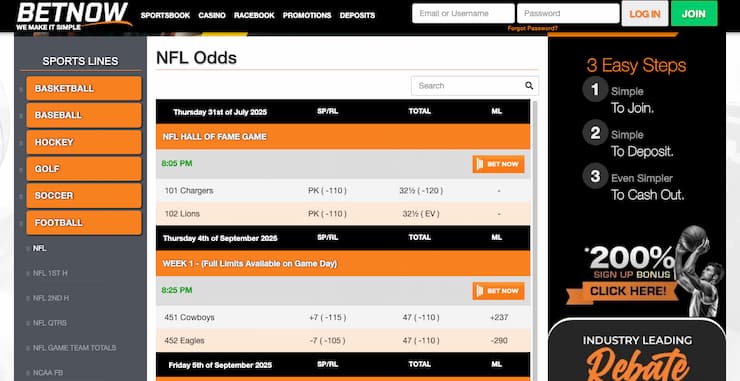 
A snapshot of BetNow, one of our top rated 
A snapshot of BetNow, one of our top rated NFL betting apps.
